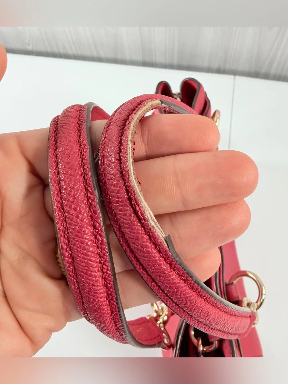 Coach Minetta Crossbody Shoulder Bag Dark Pink Purse Cross Grain Leather